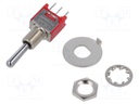 Switch: toggle; Pos: 3; SP3T; ON-OFF-ON; 1A/250VAC; 3A/28VDC; 20mΩ