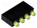LED; in housing; yellow; 3mm; No.of diodes: 4; 20mA; 80°; 1.6÷2.6V