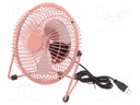 Fan: DC; 3W; 5V; Ø: 150mm; Len: 1m; 190x185x100mm; Plug: straight; pink