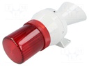 Signaller: lighting-sound; 230÷240VAC; bulb BA15D; red; IP43
