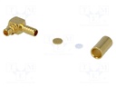 Plug; MMCX; male; angled 90°; 50Ω; soldering,crimped; for cable