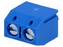 PCB terminal block; angled 90°; 5mm; ways: 2; on PCBs; 2.5mm2; 16A