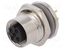 Socket; M12; PIN: 4; female; D code-Ethernet; THT; IP67; straight