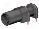 Socket; 4mm banana; 24A; 33mm; black; gold-plated; PCB,on panel