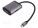 Hub USB; HDMI socket,USB A socket,USB C socket,USB C plug,VGA