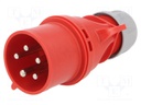 Connector: AC supply 3-phase; plug; male; 32A; 400VAC; IEC 60309