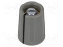 Knob; with pointer; ABS; Shaft d: 3mm; Ø10.5x14mm; grey