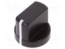 Knob; with flange,with pointer; aluminium; Shaft d: 6mm; black