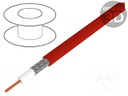 Wire: coaxial; RG58; 1x0,5mm2; stranded; Cu; 0.5mm2; PVC; red; 100m