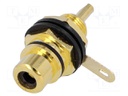 Socket; RCA; female; insulated; gold-plated; for panel mounting