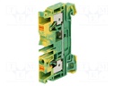 Splice terminal: rail; 4mm2; ways: 1; terminals: 2; yellow-green