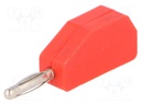 Plug; 2mm banana; 10A; 33VAC; 70VDC; red; -20÷80°C; 0.5mm2