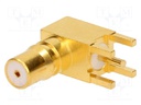 Socket; QMA; female; angled 90°; 50Ω; THT; on PCBs; teflon