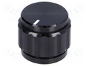 Knob; with pointer; aluminium; Shaft d: 6.35mm; Ø22x19mm; black