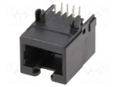 Socket; RJ45; PIN: 8; Cat: 6; Layout: 8p8c; THT; on PCBs; angled