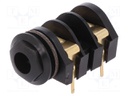 Socket; Jack 6,35mm; female; mono; with double switch; angled 90°