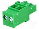 Pluggable terminal block; 5mm; ways: 2; angled; plug; female; 300V