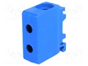 Splice terminal: rail; 50mm2; ways: 1; terminals: 2; blue; TS35; 600V