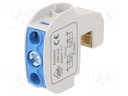 Splice terminal: rail; 16mm2; ways: 1; terminals: 2; blue; 690V; 114A