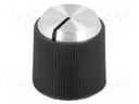 Knob; with pointer; aluminium,thermoplastic; Shaft d: 4mm; black
