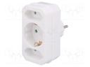 Plug socket strip: protective; Sockets: 3; Colour: white