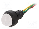 Indicator: LED; prominent; 230VAC; Cutout: Ø13mm; IP40; 300mm leads