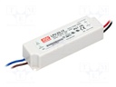 Power supply: switched-mode; LED; 20W; 12VDC; 1.67A; 90÷264VAC