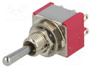 Switch: toggle; Pos: 3; DP3T; (ON)-OFF-(ON); 5A/125VAC; 5A/28VDC