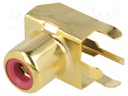 Socket; RCA; female; angled 90°; THT; brass; gold-plated; on PCBs