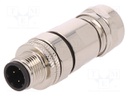 Plug; M12; PIN: 4; male; D code-Ethernet; for cable; soldered; IP67