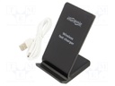 Inductance charger; black; Standard: Qi; 5VDC,9VDC; 10W; EnerGenie