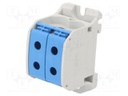 Splice terminal: rail; STB; 50mm2; ways: 1; terminals: 4; blue; TS35