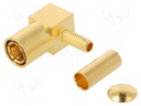 Plug; SMA; female; angled 90°; 50Ω; soldering,crimped; for cable