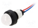 Indicator: LED; prominent; 12VDC; 12VAC; Cutout: Ø13mm; IP40