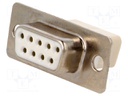 D-Sub; PIN: 9; plug; female; w/o contacts; for cable; 250V; white