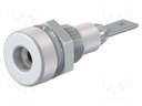 Socket; 2mm banana; 10A; 23mm; white; soldered,on panel; insulated