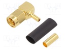 Plug; SMA; male; angled 90°; 50Ω; soldering,crimped; for cable