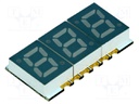 Display: LED; 7-segment; 10mm; 0.28"; No.char: 3; green; 5÷15mcd