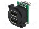 Socket; USB A; for panel mounting,screw; pin header; double