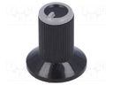 Knob; with flange; plastic; Shaft d: 6mm; Ø10x19mm; black; grey