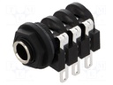 Socket; Jack 6,35mm; female; stereo; with double switch; tinned