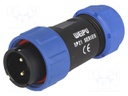 Plug; male; SP21; PIN: 2; IP68; 7÷12mm; soldering; for cable; 500V