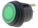 ROCKER; SPST; Positions: 2; OFF-ON; 10A/28VDC; green; IP65; 50mΩ