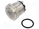Switch: vandal resistant; Pos: 2; SPST-NO; 20A/220VAC; IP40; OFF-ON