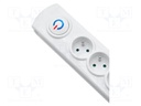 Plug socket strip: protective; Sockets: 8; 230VAC; 10A; white