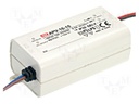 Power supply: switched-mode; LED; 15W; 15VDC; 1A; 90÷264VAC; IP42