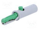Crocodile clip; 6A; 60VDC; green; Grip capac: max.7.5mm