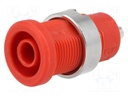 Socket; 4mm banana; 36A; red; soldering
