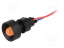 Indicator: LED; recessed; 12VDC; 12VAC; Cutout: Ø13mm; IP40; plastic