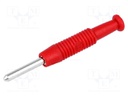 Plug; 2mm banana; 6A; 60VDC; red; Plating: nickel plated; -25÷60°C
